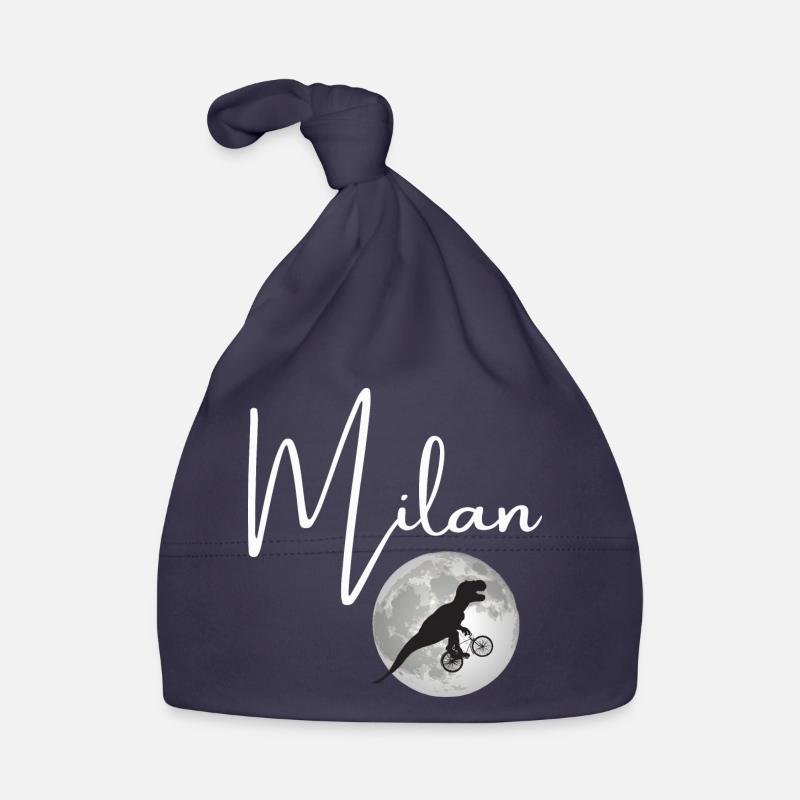 MILAN - Beautiful boy name with dinosaur Organic Baby Cap