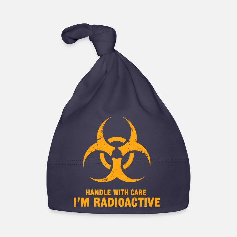 Manipulez avec précaution, je suis radioactif - Bonnet bio Bébé - marine