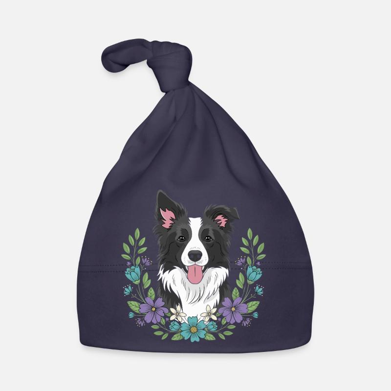 Border Collie Blumenfeier Baby Bio-Mütze