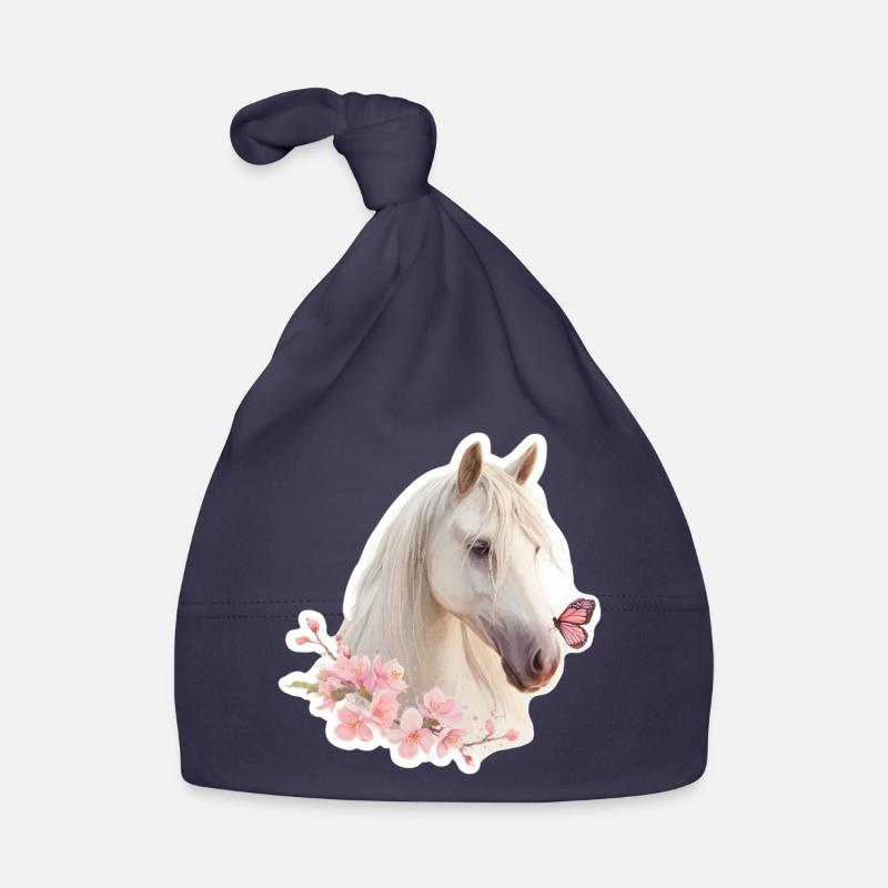 Pferd mit Schmetterling Baby Bio-Mütze