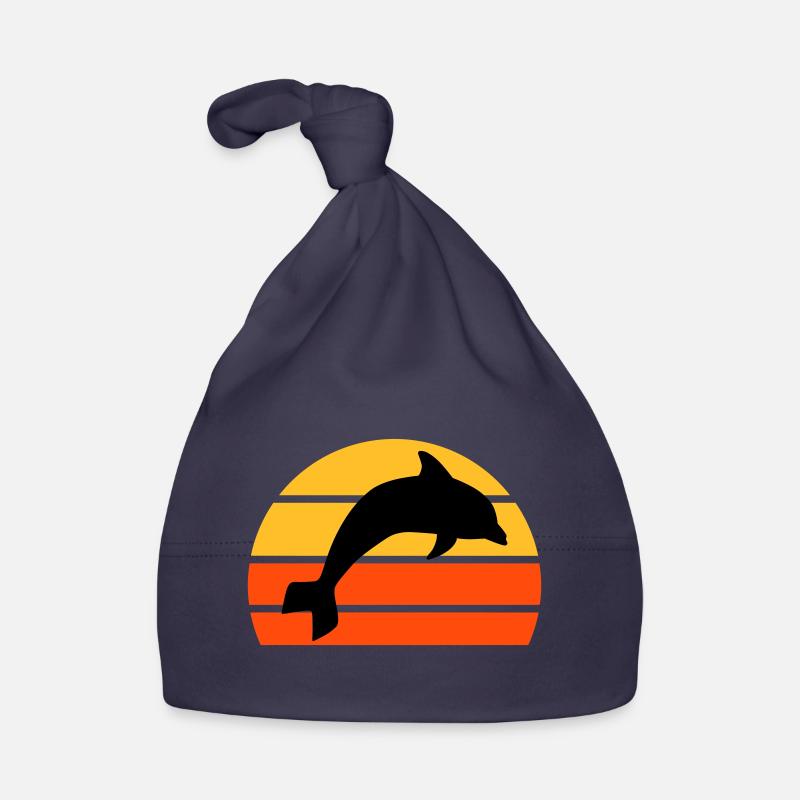 Jumping dolphin in front of a divided half sun Organic Baby Cap
