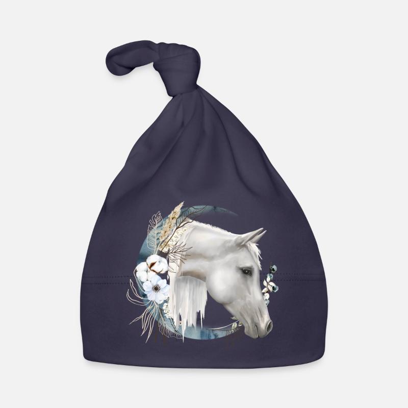 Motif cheval Boho - Bonnet bio Bébé - marine