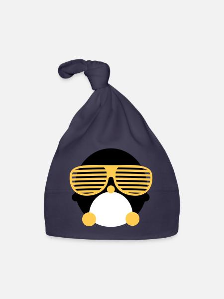 Pinguin - Baby Bio-Mütze - Navy - Vorne