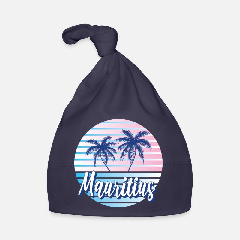 Ile Maurice Coloré Rétro Summer Beach Design - Bonnet bio Bébé - marine