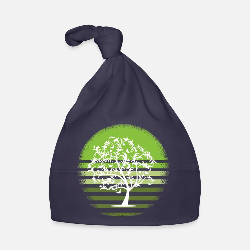 Nature White Tree Retro Deciduous Tree Sunset D Organic Baby Cap