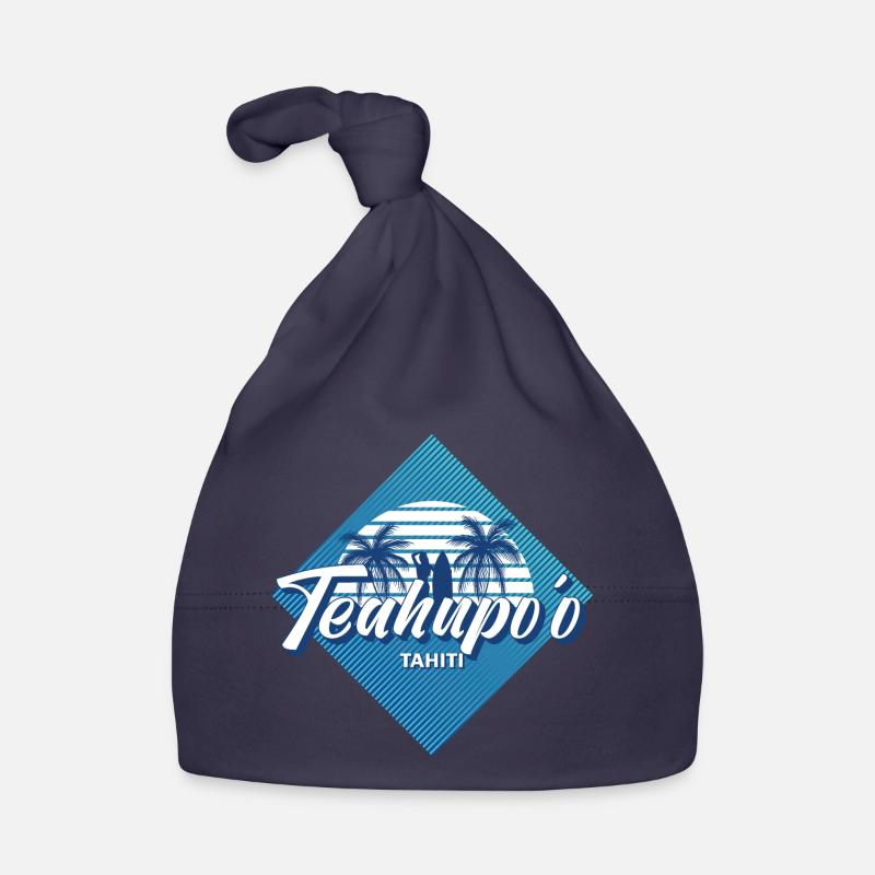 Teahupo’o Tahiti Retro 80s Summer Surf Design - Bonnet bio Bébé - marine