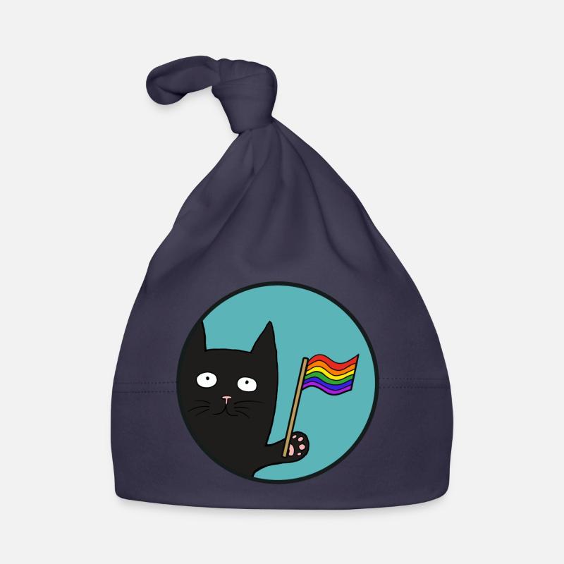 Black Pride Cat - Organic Baby Cap - navy