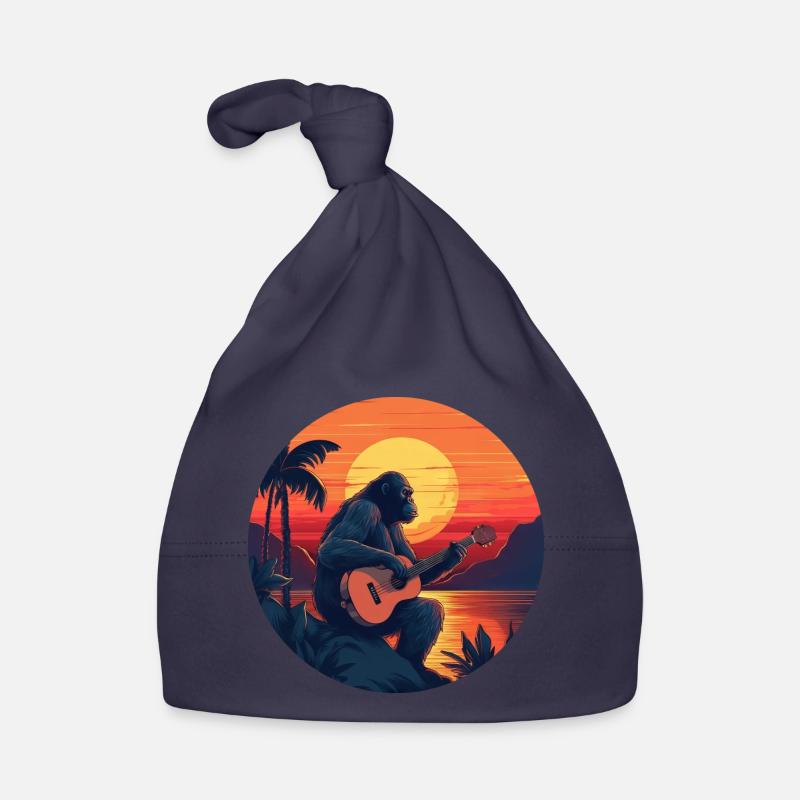 Guitariste Gorilla au coucher du soleil Bonnet bio Bébé