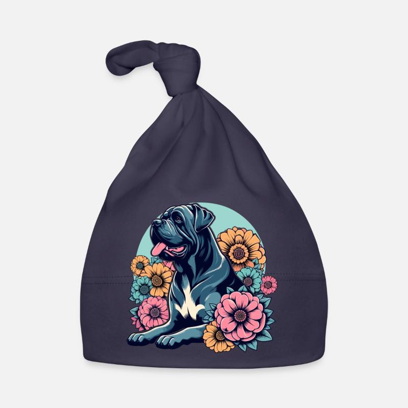 Cane Corso Retro Pastel Fleurs Bonnet bio Bébé