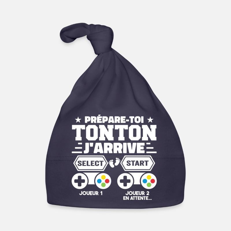 Prépare-toi Tonton J'arrive - Annonce Grossesse - Bonnet bio Bébé - marine
