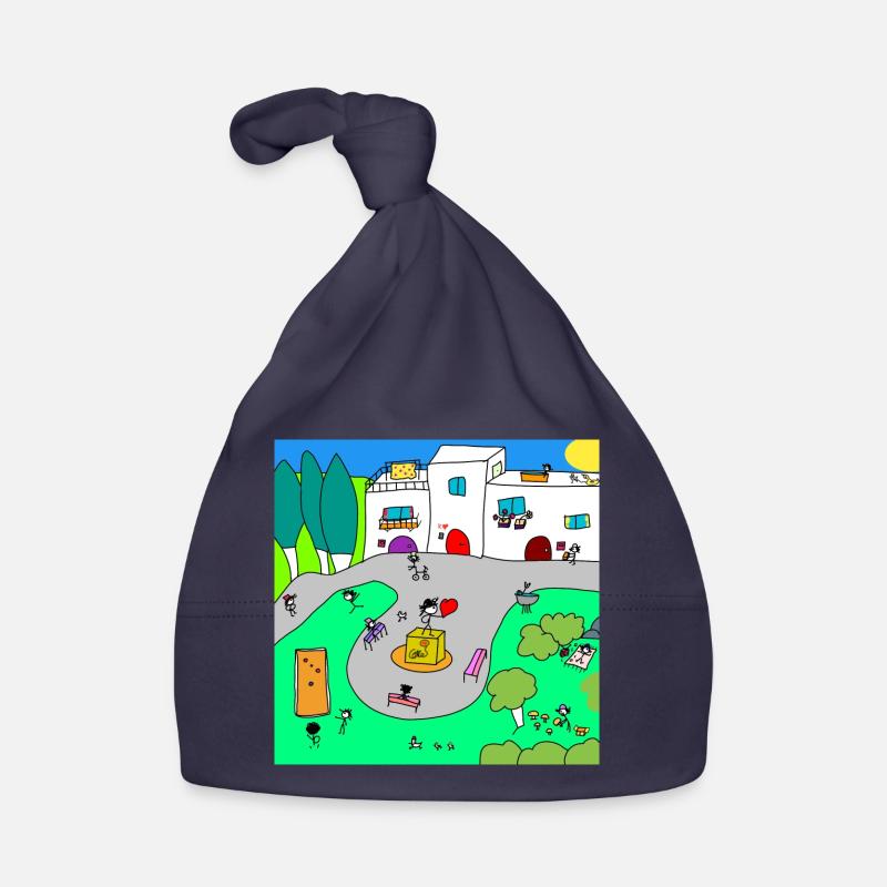 Le village de Kuoro - Bonnet bio Bébé - marine