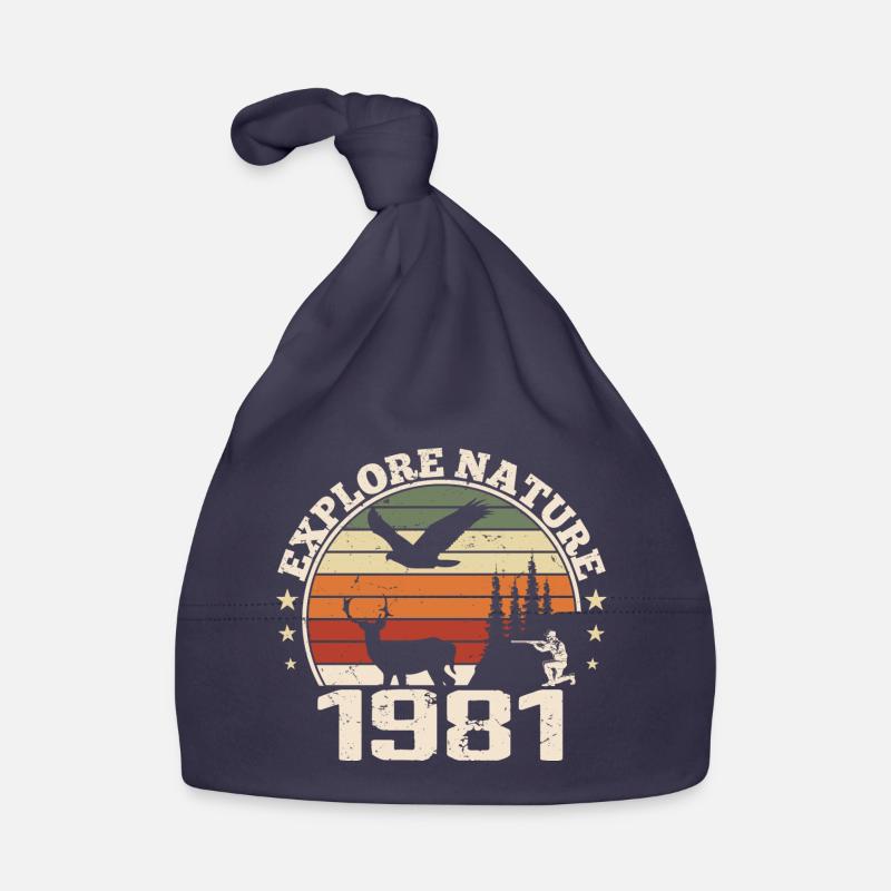 Cadeau Anniversaire 1981 Classique Chasseur 1981 Bonnet bio Bébé