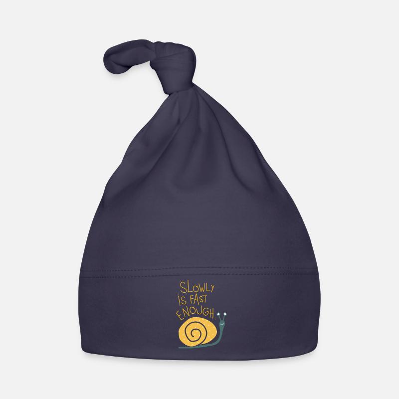 Illustration "Slowly is fast enough." Organic Baby Cap