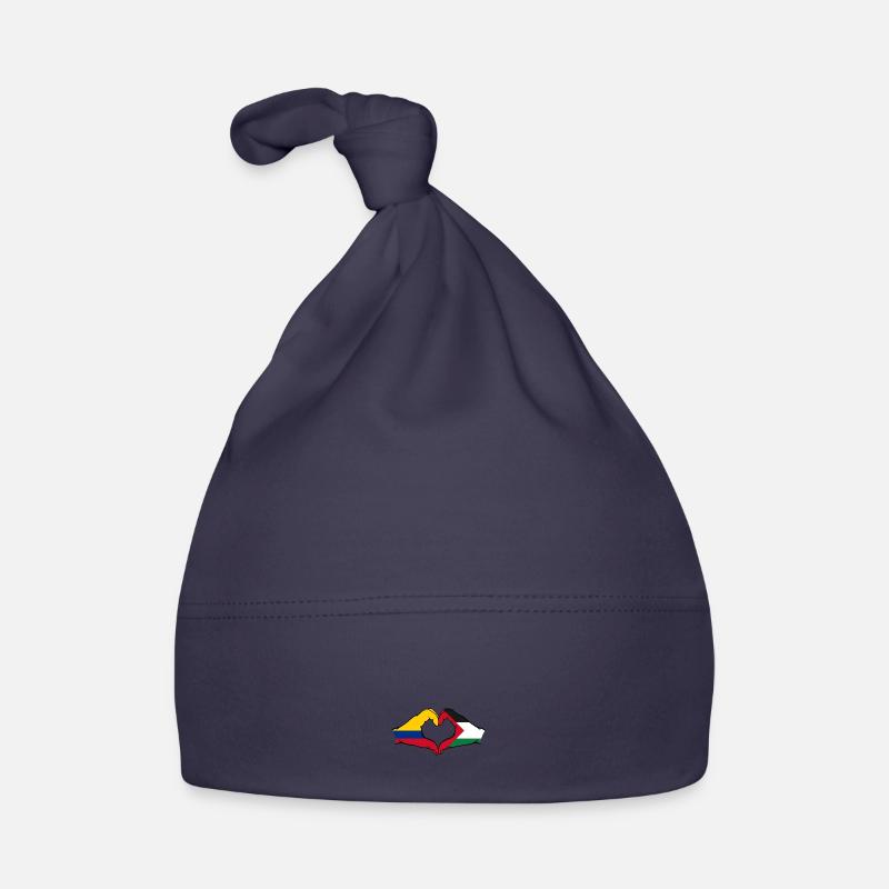 Colombie Palestine drapeau mains forme de coeur - Bonnet bio Bébé - marine