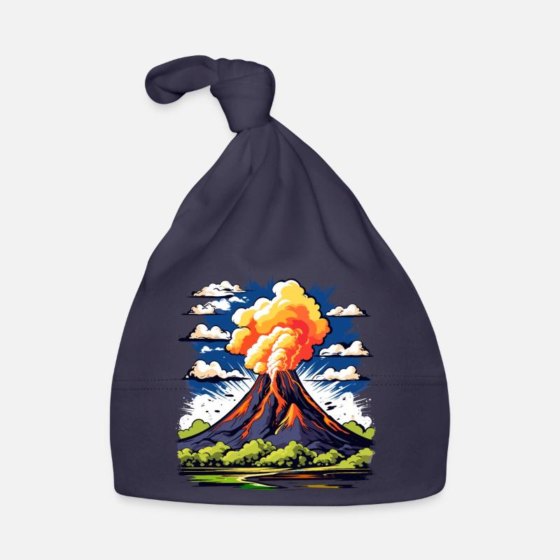 active volcano with ash cloud and lava flows Organic Baby Cap