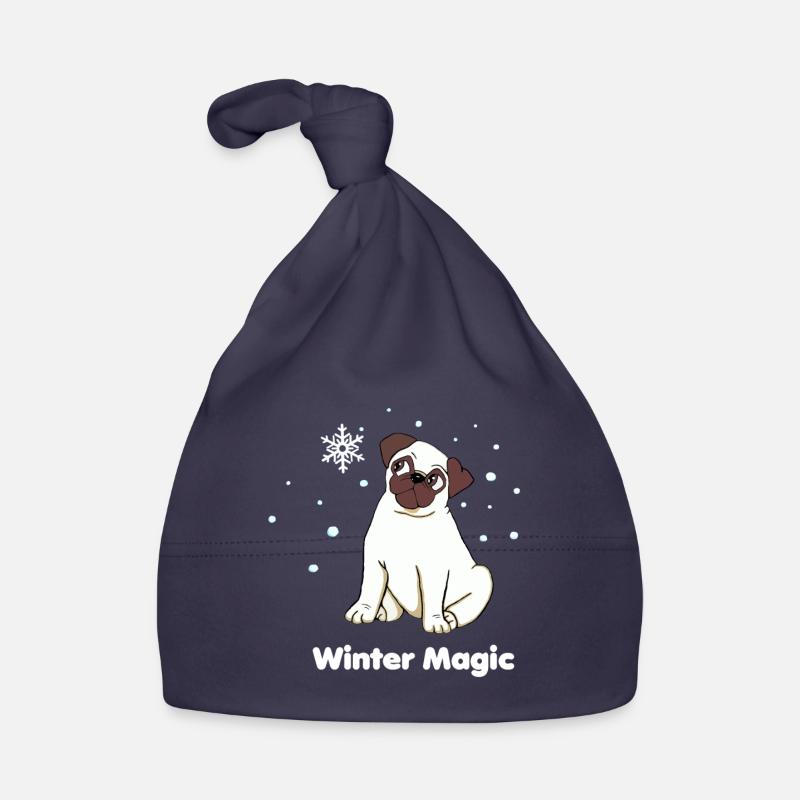 Winter Magic Pug Organic Baby Cap