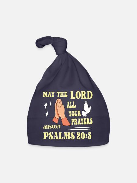 Psalm 20:5 May the Lord... - Organic Baby Cap - navy - Front