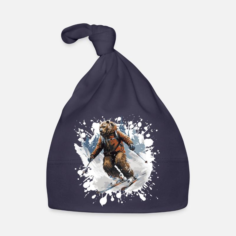 Bear Ski Skiing Organic Baby Cap