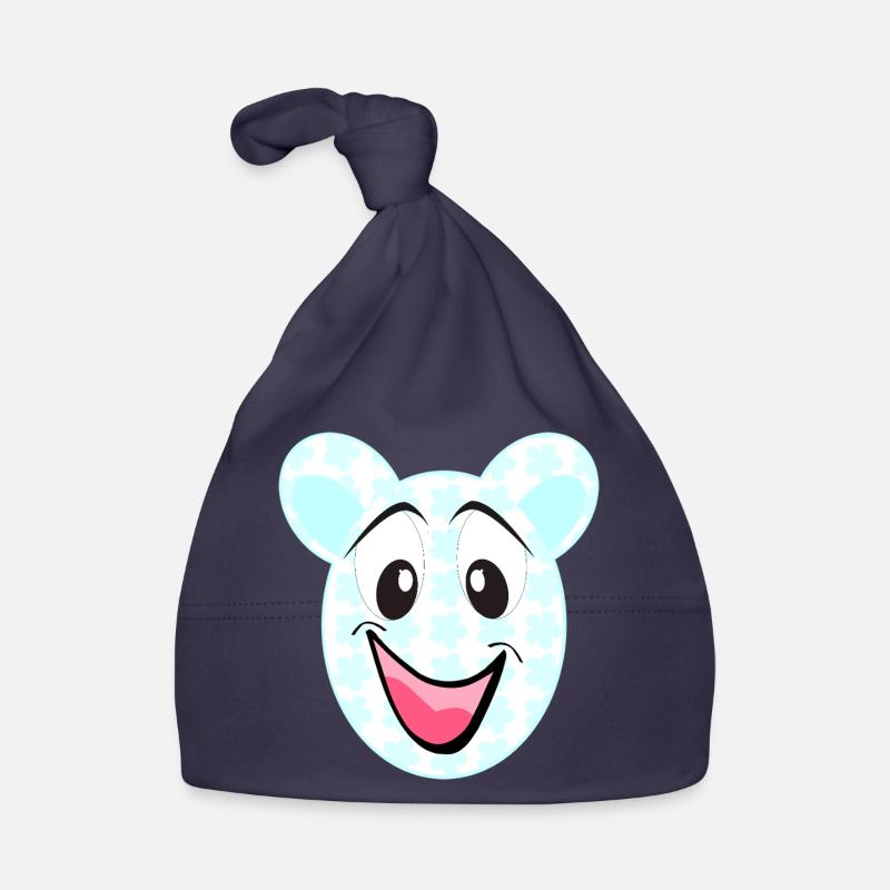 Smiling bear with floral pattern Organic Baby Cap