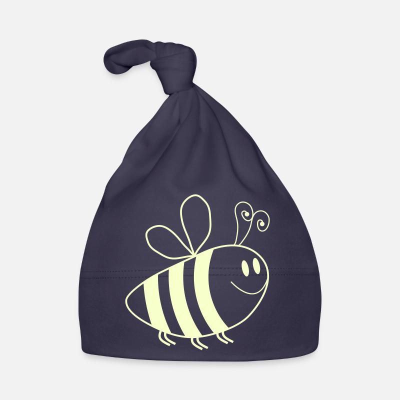 Smiling Bees Pattern Organic Baby Cap