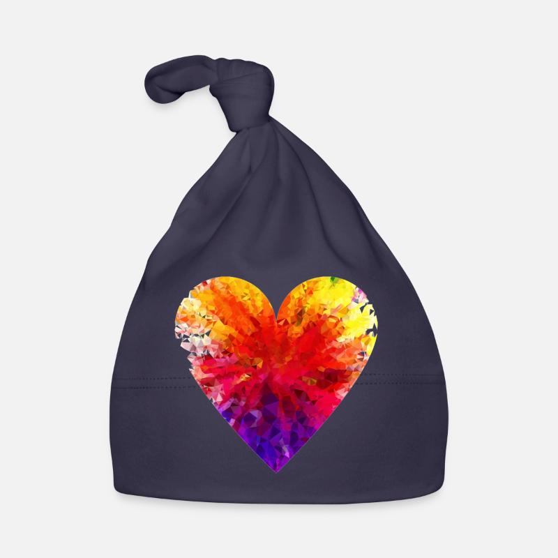 coeur coloré - Bonnet bio Bébé - marine