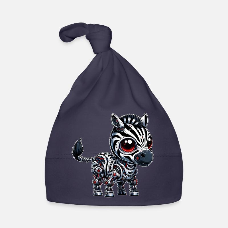 Cyborg Zebra: Robot with Red Eyes Organic Baby Cap