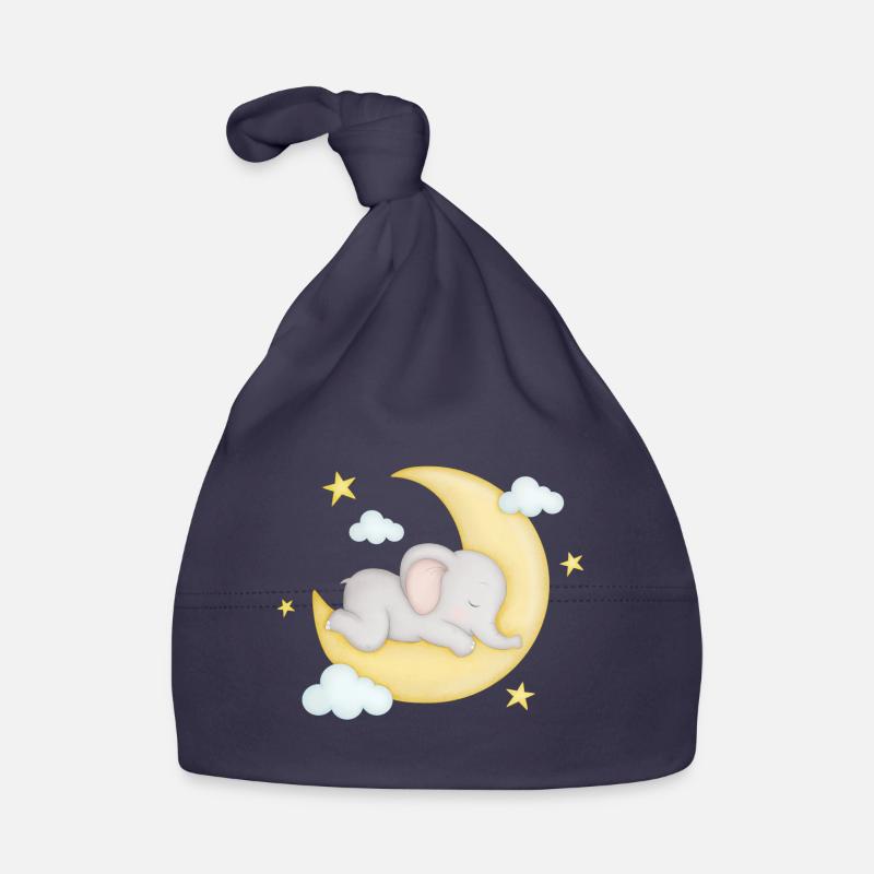 petit éléphant mignon dort sur la lune Bonnet bio Bébé