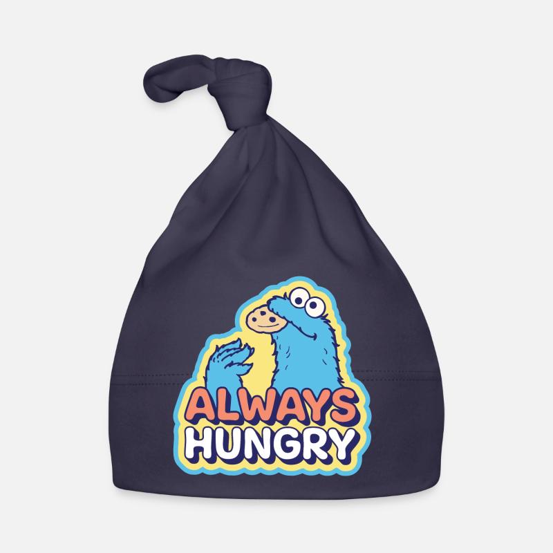 Sesame Street Design Le Macaron Tellement Affamé - Bonnet bio Bébé - marine