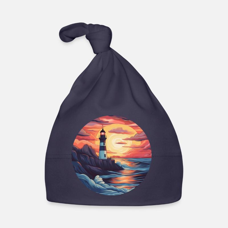 North Sea lighthouse at sunset - Organic Baby Cap