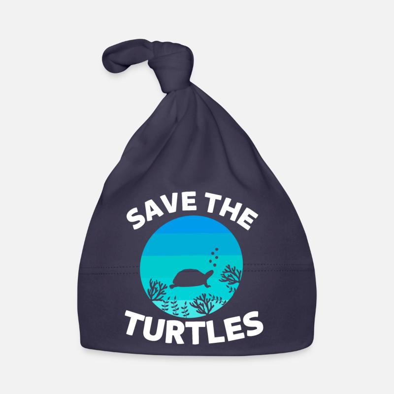 Retro Sea Creature Ocean Animal Save the Turtles Organic Baby Cap
