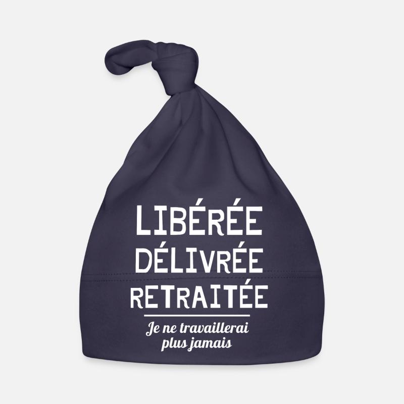 retraite, retraitée, prendre sa retraite - Bonnet bio Bébé - marine