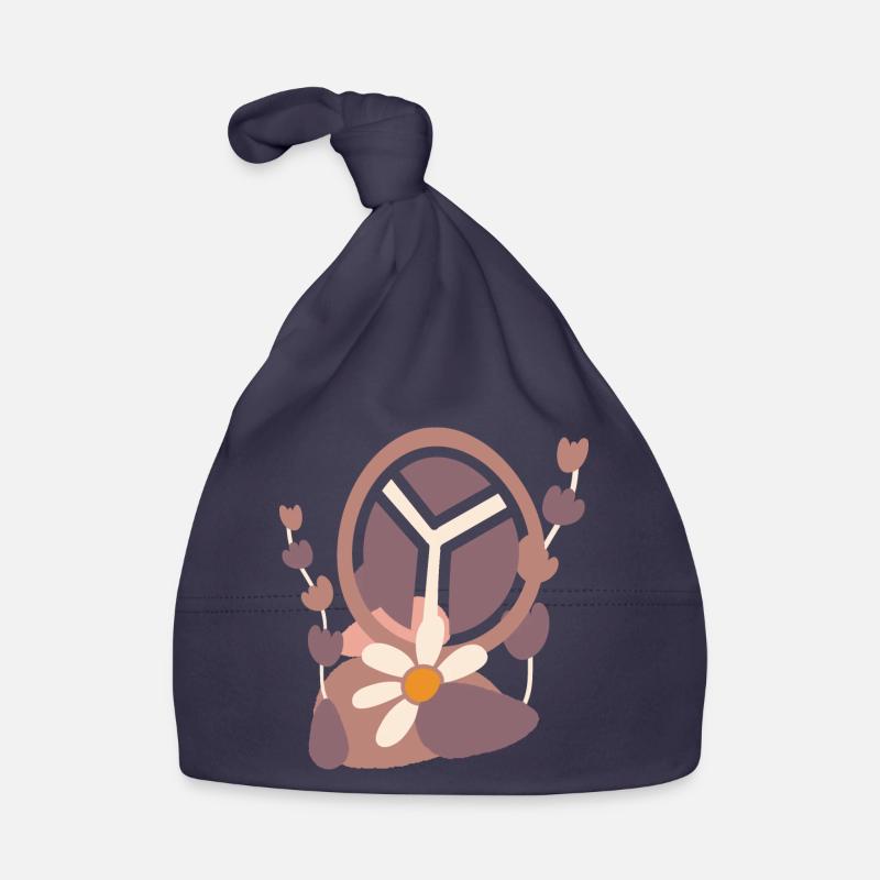 Friedenszeichen mit Blume Baby Bio-Mütze