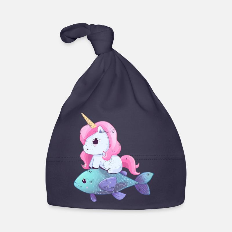 Unicorn rides on fish Organic Baby Cap