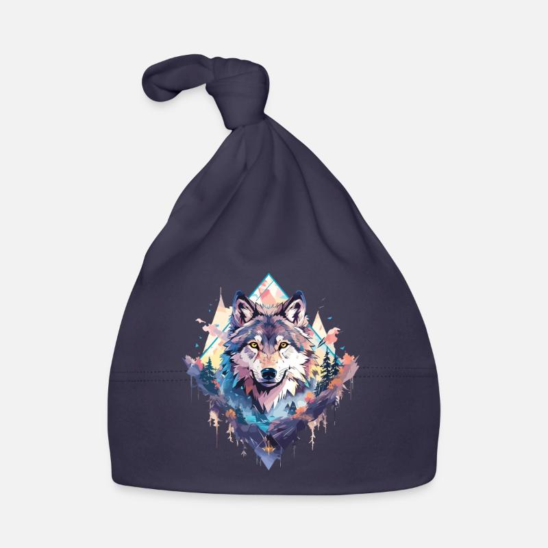Wolf Wolf’s Head Nature Wilderness Adventure Art forestier Bonnet bio Bébé