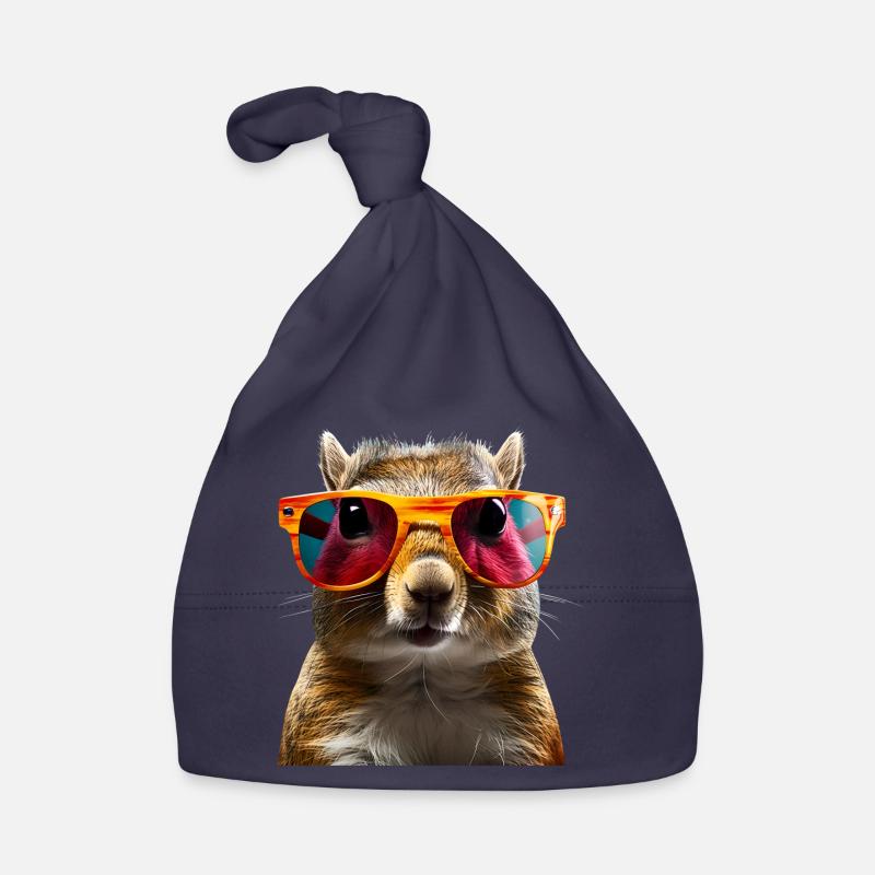 Squirrel Sunglasses Organic Baby Cap