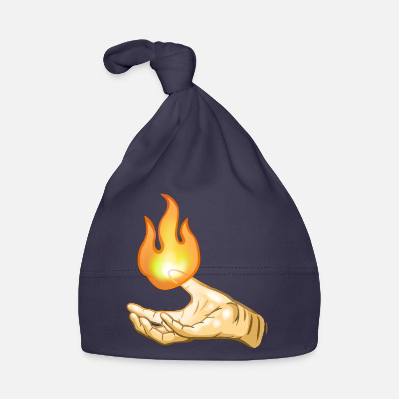 Flamme au-dessus de la main - Bonnet bio Bébé - marine