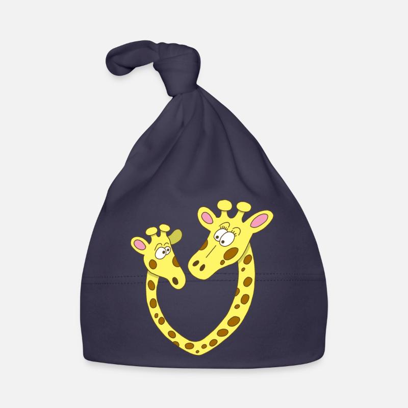 Coeur de girafe - Bonnet bio Bébé - marine