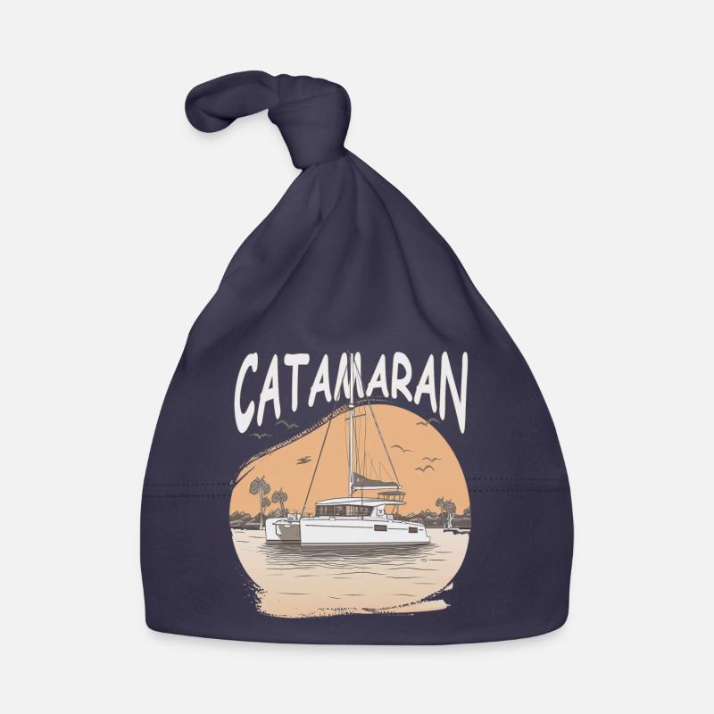 Catamaran - Catamaran - Amour des doubles coques - Bonnet bio Bébé - marine
