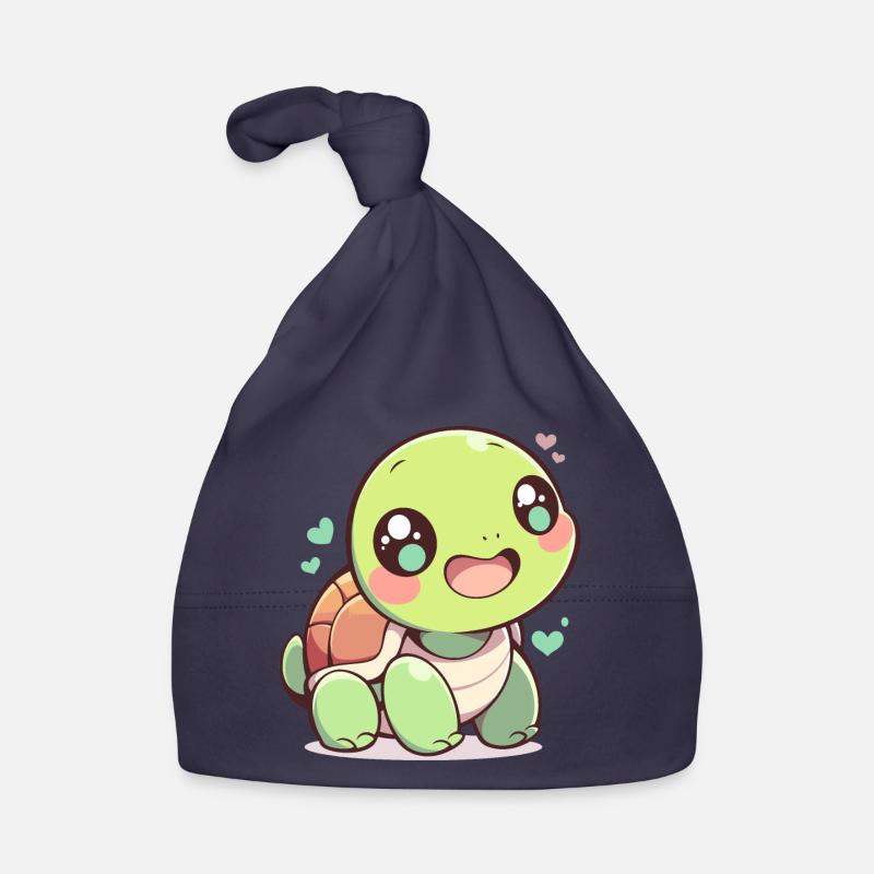 A cheerful chibi turtle Organic Baby Cap
