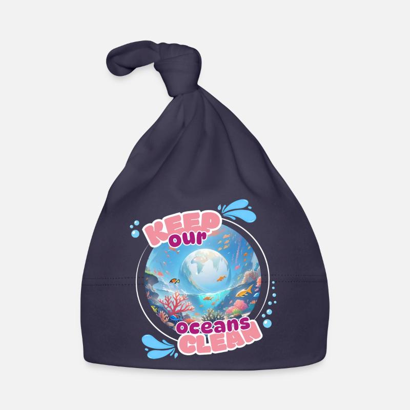 Gardez l’océan propre - Bonnet bio Bébé - marine