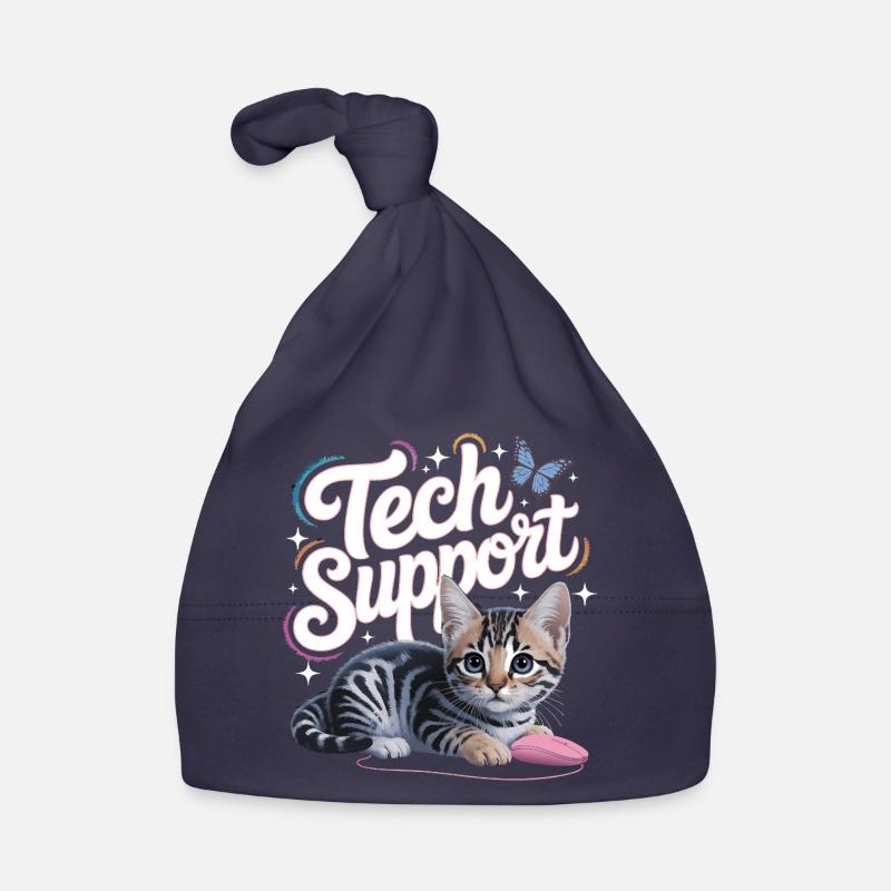Support technique amusant, chat mignon, informatique ironique Bonnet bio Bébé