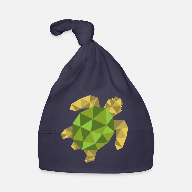 Tortue géométrique cadeau triangle hipster - Bonnet bio Bébé - marine