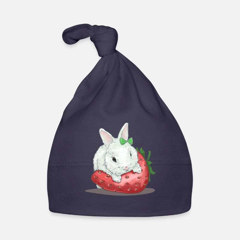 Süßer Hase auf Erdbeere Baby Bio-Mütze
