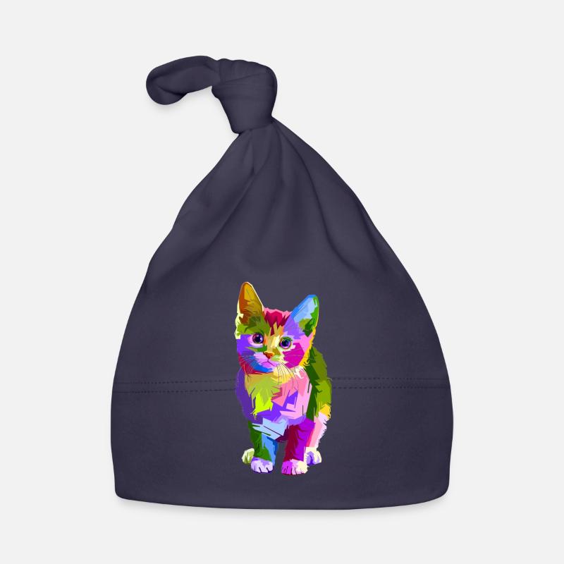 Bunte Katze - Baby Bio-Mütze - Navy