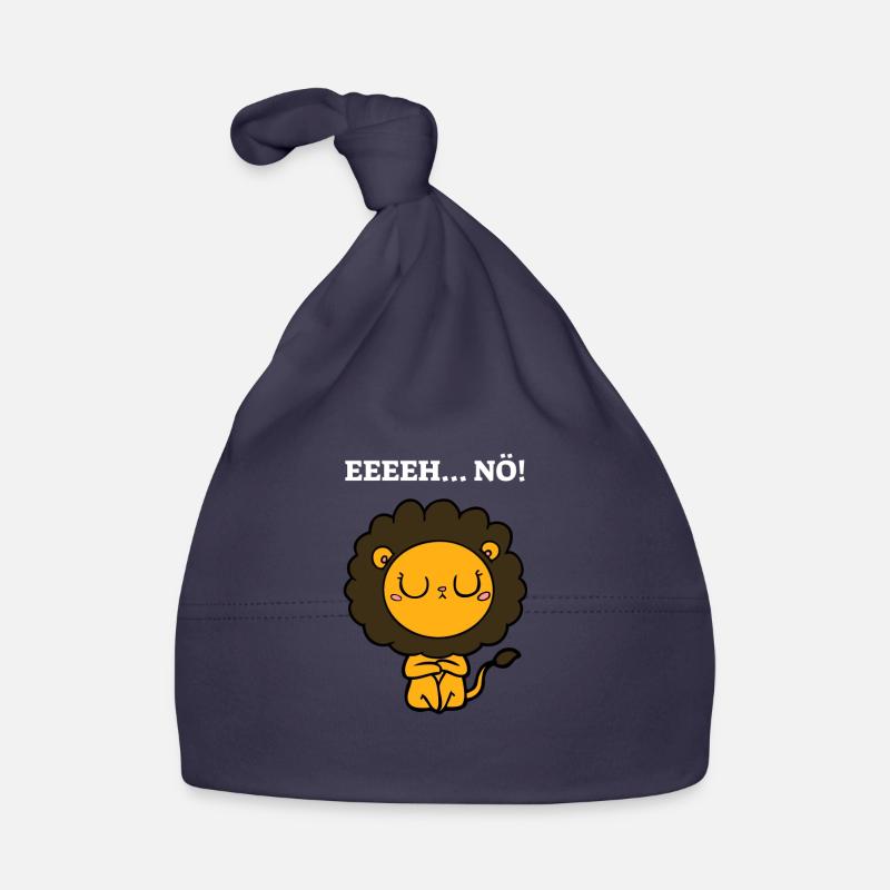 Léo dit non! Idée cadeau Lion Sweet - Bonnet bio Bébé - marine