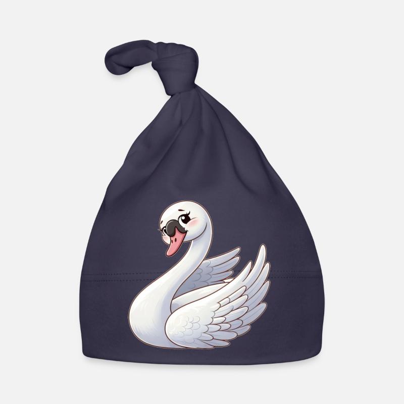 Cygne blanc comme ange céleste - Bonnet bio Bébé - marine