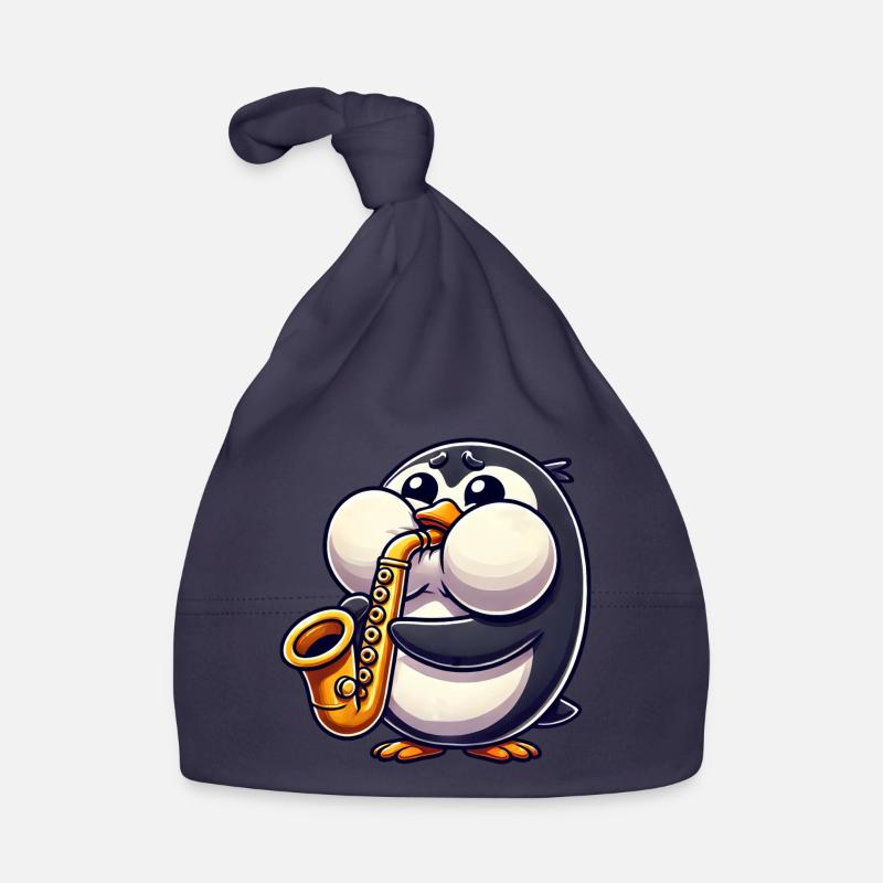 Penguin Saxophone Classical Music Thick Cheeks Organic Baby Cap