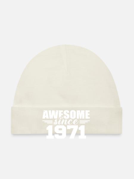 Né en 1971 Vintage Cadeau Anniversaire Rétro 1971 - Bonnet bio Bébé - marine - Devant