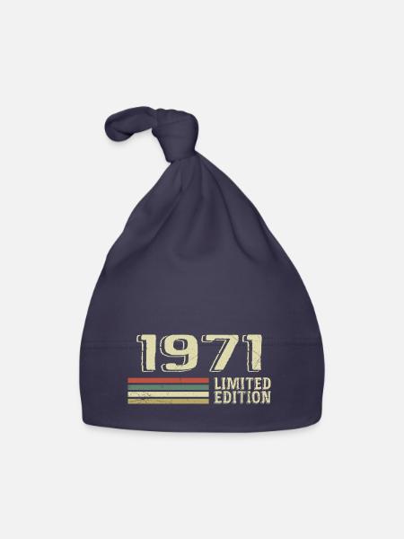 Jahrgang 1971 Geburtstag 1971 Jahrgang 1971 - Baby Bio-Mütze - Navy - Vorne