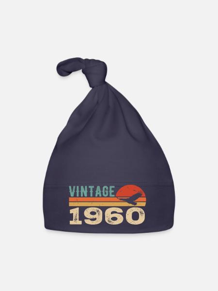 Vintage 1960 Cadeau D'anniversaire 1960 Retro 1960 - Bonnet bio Bébé - marine - Devant